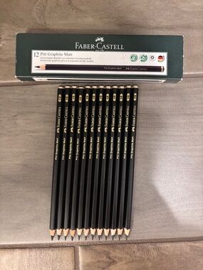 Brand new! Box of 12 Faber-Castell Pitt Graphite Matt Black Pencil Set (6B)